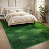 Green Lush Green Grass Shag Area Rug