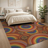 Multi-color and Patterns Rainbow Compass Multi-Color Area Rug