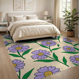 Purple Purple Daisy Floral Pattern Area Rug