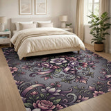 Purple Floral Baroque Area Rug