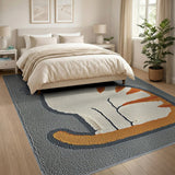 Smiling Orange Tabby Cat Grey Area Rug