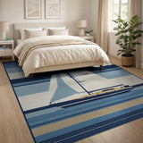 Striped Sailboat Nautical Area Rug