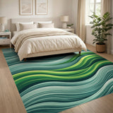 Abstract Area Blue and Teal Cascading Teal Waves Abstract Area Rug