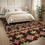 Red Starburst Southwestern Area Rug