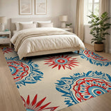 Vibrant Red Blue Mandala Persian Area Rug