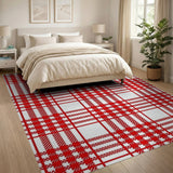 Bold Red Gingham Plaid Area Rug