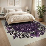 Purple Mandala Floral Boho Rug