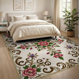 Traditional Persian Multi-color and Patterns Ornate Pink Floral Medallion Area Rug