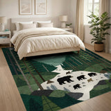 Mountain Bears Forest Area Rug