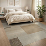 Brown and Tan Brown Tan Geometric Block Area Rug