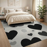 Modern Black Heart Scatter Area Rug