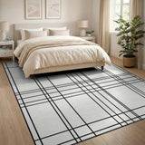Geometric Modern Bold Black White Grid Geometric Area Rug