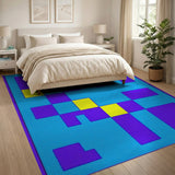 Teal Purple Yellow Geometric Area Rug