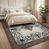 Beige and Neutral Ornate Beige Traditional Persian Area Rug