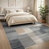 ODIKA Abstract Grey Geometric Area Rug
