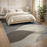 Abstract Wavy Layers Grey Area Rug