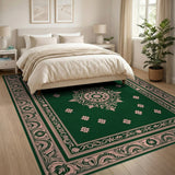 Elegant Emerald Green Traditional Persian Area Rug