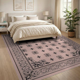 Traditional Persian Ornate Floral Border Beige Area Rug