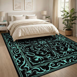 Teal Ornate Medallion Persian Area Rug