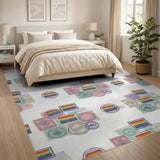 Rainbow Stamp Vintage Area Rug