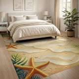 Sandy Beach Starfish Flip Flops Area Rug