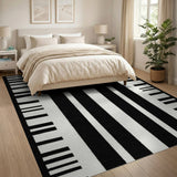 Piano Keys Black White Geometric Area Rug