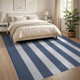 Navy White Striped Coastal Area Rug