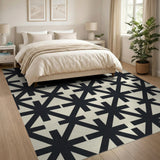 Geometric Modern Black and White Black White Geometric Star Area Rug