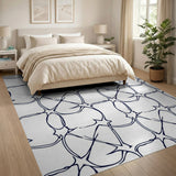 Navy Geometric Star Lattice Area Rug