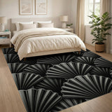 Scallop Shell Black White Area Rug