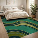 Teal Green Swirling Abstract Area Rug