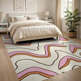 Wavy Pink Orange Abstract Area Rug