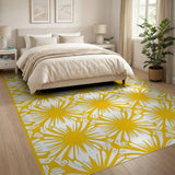 Vibrant Yellow Daisy Lattice Area Rug
