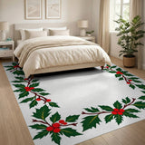 Multi-color and Patterns Festive Holly Berry Border Area Rug