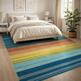 Geometric Modern Vibrant Rainbow Striped Area Rug
