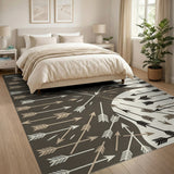 Brown Tan Arrow Burst Area Rug