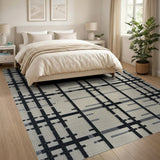 Bold Black Grid Woven Area Rug
