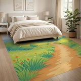 Whimsical Rolling Hills Winding Path Area Rug