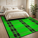 Geometric Modern Green Vibrant Green Black Plaid Area Rug