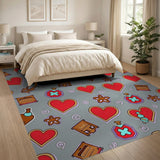 Whimsical Cartoon Hearts Potions Area Rug