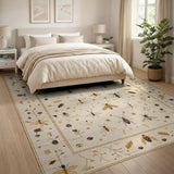 Ivory Insect Botanical Motif Rug