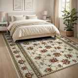 Ivory Red Floral Persian Area Rug