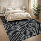Grey Grey Geometric Diamond Area Rug