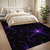 Purple Glowing Stars Abstract Area Rug