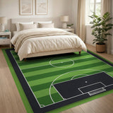 Green Soccer Pitch Area Rug
