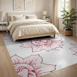 Vintage Pink Dahlia Floral Area Rug