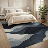 Abstract Blue Mountain Layers Area Rug