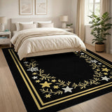 Starry Vine Border Black Area Rug