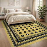 Yellow Geometric Octagon Grid Area Rug