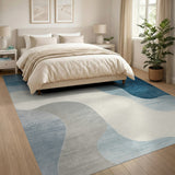Abstract Area Fluid Blue Waves Abstract Area Rug